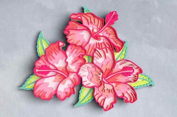 3D Flower SVG DXF Design - Hibiscus Svg for Crafters