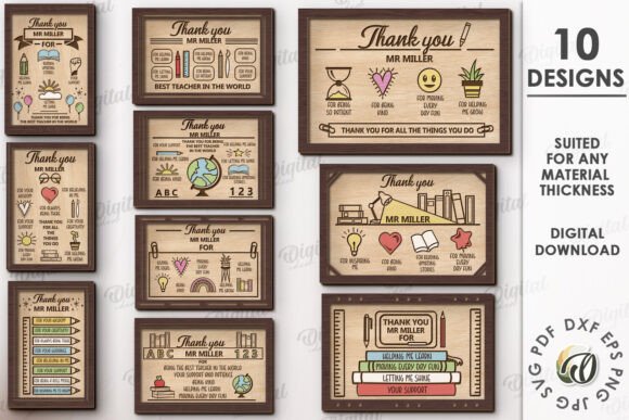 3D Teacher Appreciation Plaques Bundle: Creative Design Files
