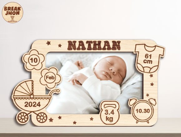 Baby Birth Photo Frame SVG for Laser Cutting