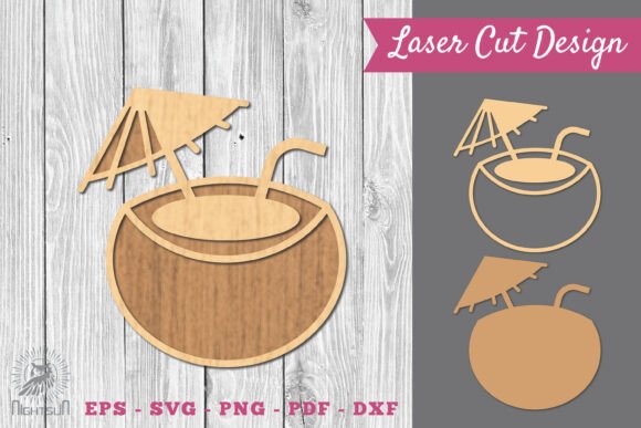 Coconut Cocktail Drink Laser Cut: A Stylish Design Asset