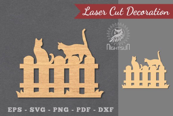 Couple Cat on the Fence Laser Cut: A Charming Design Asset