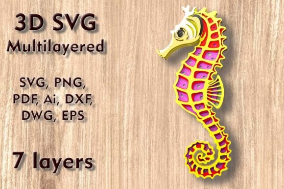 Craft Enchanting 3D Art with the Seahorse SVG Design