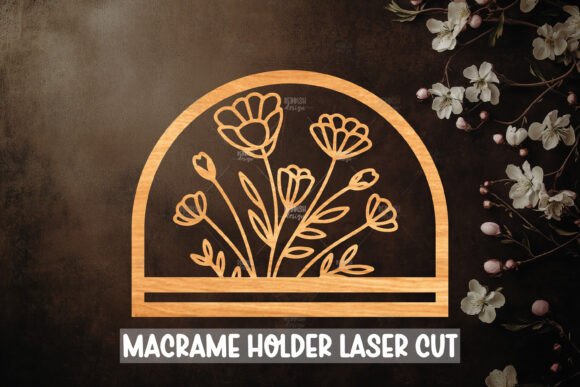 Elegant Floral Macrame Holder Laser Cut for Home Decor