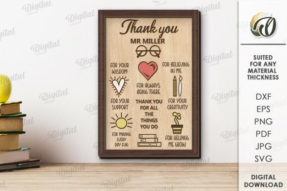 Elegant Teacher Appreciation Plaque Laser Cut Design