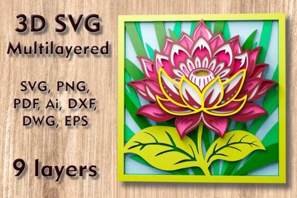 Exotic Flower 3D SVG Multilayered Files for Crafters