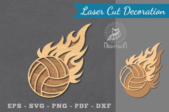 Fire Volleyball Laser Cut Decoration SVG: Creative Design Asset