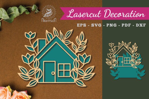 Floral House Laser Cut Decoration 4