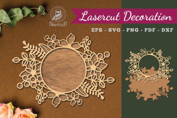 Flowers Round Laser Cut Decoration 2: Elegant Design Files