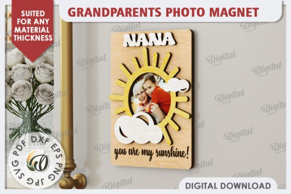 Grandparents Photo Magnet Laser Cut Designs for Crafting
