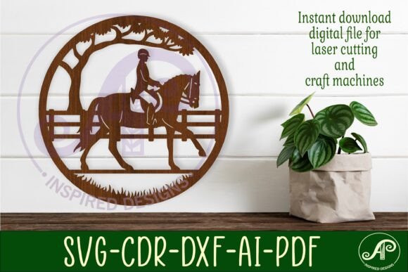 Horse Rider Wall Art Sign: SVG File for Creative Crafters
