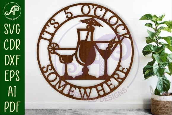 It's 5 O'clock Somewhere: Cocktails Wall Art Design