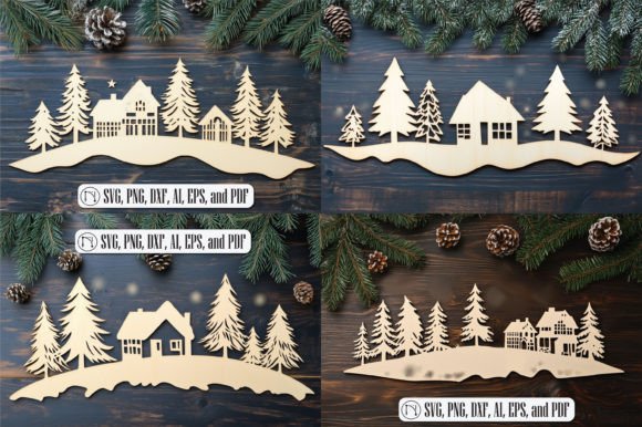 Laser-Cut Christmas Scene SVG Bundle for Holiday Crafting
