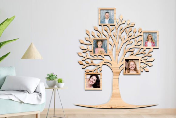 Laser Cut Family Tree Photo Frame SVG