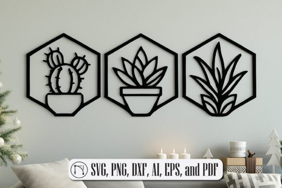 Laser Cut Plant Pot SVG Cut File: Modern Botanical Art