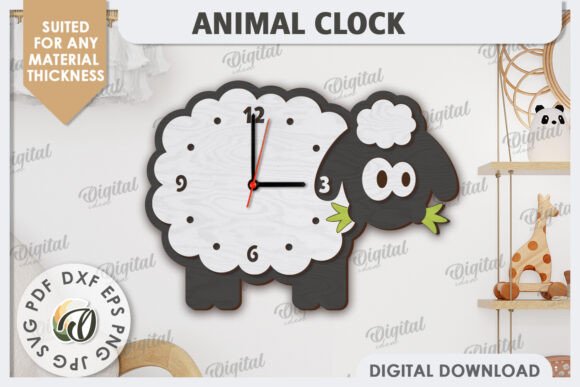 Laser Cut Sheep Wall Clock Design
