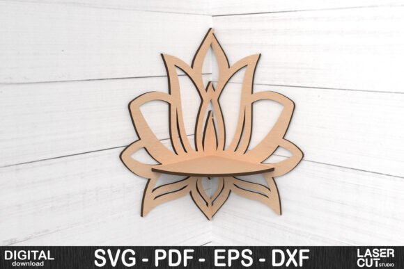 Lotus Corner Shelf SVG Laser Cut: Elegant Digital Design