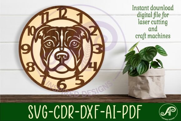 Pitbull Wall Clock Laser Cut Files: SVG & More