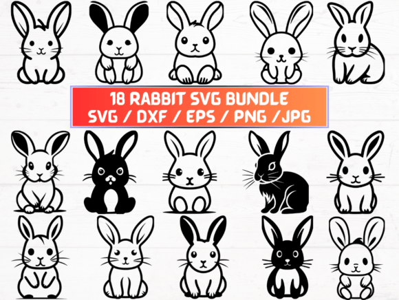 Rabbit SVG, DXF, EPS, JPG, PNG Design Files