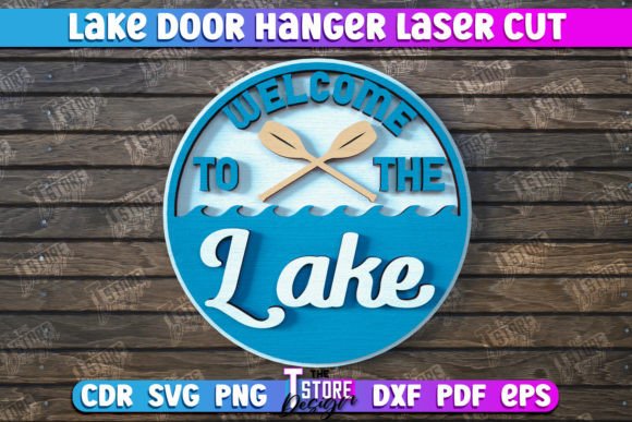 Rustic Lake Door Hanger CNC Design