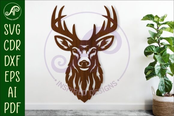 Stag Deer Face Wall Art Sign, SVG File