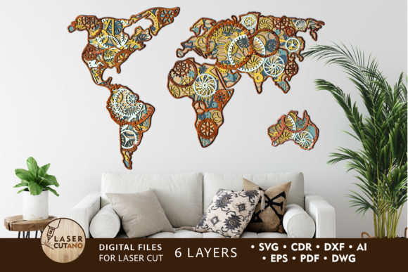 Steampunk Map: A Multilayer Cut File for Wall Art