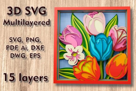Stunning 3D Tulips SVG Files for Laser Cutting