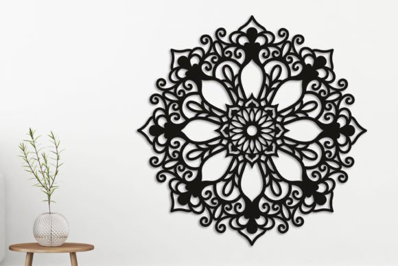 Stunning Laser Cut Black Mandala Wall Decor Svg